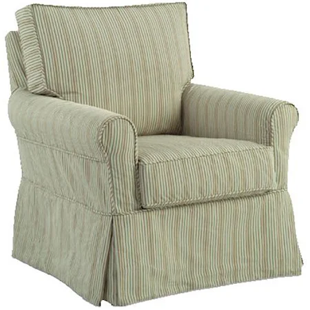 Transitional Libby Swivel Glider Chair with Rolled Arms